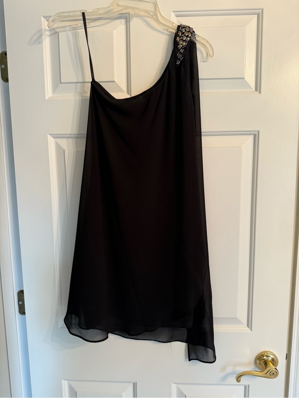I.N. San Francisco Black One-Shoulder Dress with Embellished Strap